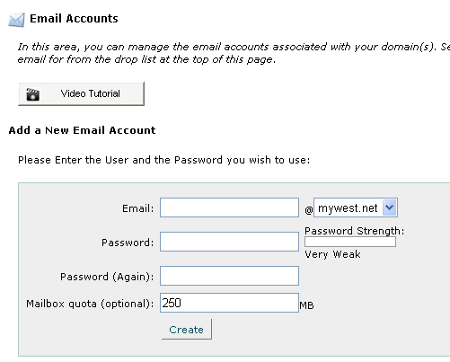 Add new email account cPanel
