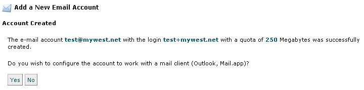 Email account has been created!